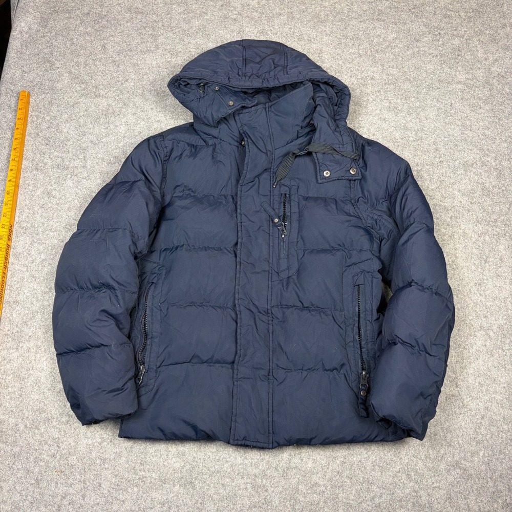 Marc New York Andrew Marc Mens Navy Blue Puffer Jacket Hooded Quilted Size S